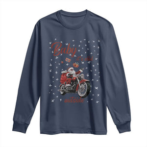 Funny Christmas Motorcycle Santa Long Sleeve Shirt Xmas Motorbike Biker Gift TS10 Navy Print Your Wear