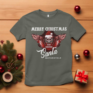 Motorcycle Biker Santa T Shirt Merry Christmas Skull Xmas TS10 Military Green Print Your Wear