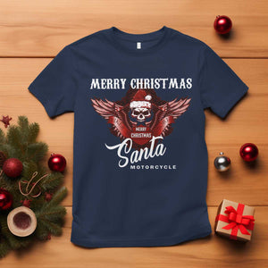 Motorcycle Biker Santa T Shirt Merry Christmas Skull Xmas TS10 Navy Print Your Wear