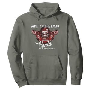 Motorcycle Biker Santa Hoodie Merry Christmas Skull Xmas TS10 Military Green Print Your Wear