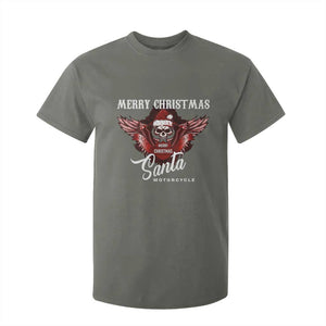 Motorcycle Biker Santa T Shirt For Kid Merry Christmas Skull Xmas TS10 Military Green Print Your Wear
