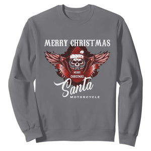 Motorcycle Biker Santa Sweatshirt Merry Christmas Skull Xmas TS10 Charcoal Print Your Wear