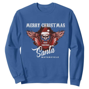 Motorcycle Biker Santa Sweatshirt Merry Christmas Skull Xmas TS10 Royal Blue Print Your Wear