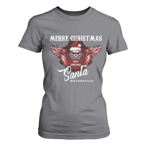 Motorcycle Biker Santa T Shirt For Women Merry Christmas Skull Xmas TS10 Charcoal Print Your Wear