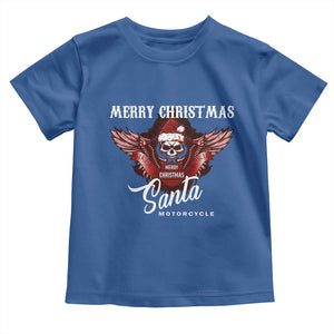 Motorcycle Biker Santa Toddler T Shirt Merry Christmas Skull Xmas TS10 Royal Blue Print Your Wear