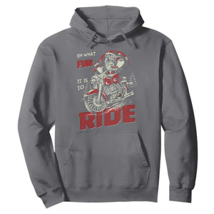 Funny Biker Christmas Hoodie Oh What Fun It Is To Ride Santa Riding On A Motorcycle TS10 Charcoal Print Your Wear