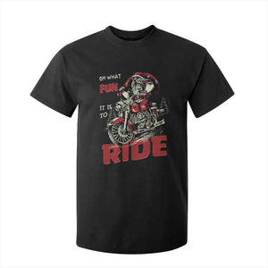 Funny Biker Christmas T Shirt For Kid Oh What Fun It Is To Ride Santa Riding On A Motorcycle TS10 Black Print Your Wear