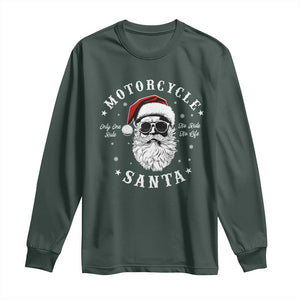 Funny Christmas Motorcycle Santa Long Sleeve Shirt No Ride No Life Motorbike Rider Grandpa TS10 Dark Forest Green Print Your Wear