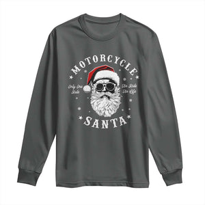 Funny Christmas Motorcycle Santa Long Sleeve Shirt No Ride No Life Motorbike Rider Grandpa TS10 Dark Heather Print Your Wear