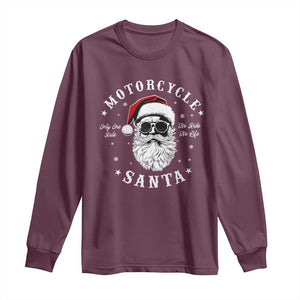 Funny Christmas Motorcycle Santa Long Sleeve Shirt No Ride No Life Motorbike Rider Grandpa TS10 Maroon Print Your Wear