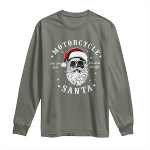 Funny Christmas Motorcycle Santa Long Sleeve Shirt No Ride No Life Motorbike Rider Grandpa TS10 Military Green Print Your Wear