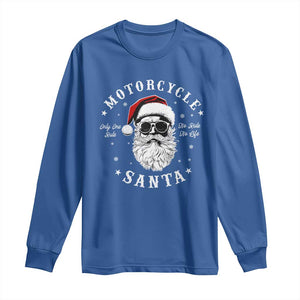 Funny Christmas Motorcycle Santa Long Sleeve Shirt No Ride No Life Motorbike Rider Grandpa TS10 Royal Blue Print Your Wear