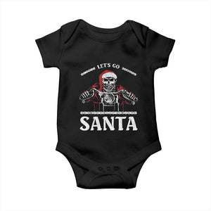 Funny Christmas Motorcycle Santa Baby Onesie Let's Go Santa Skull Motorbike Rider TS10 Black Print Your Wear