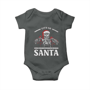 Funny Christmas Motorcycle Santa Baby Onesie Let's Go Santa Skull Motorbike Rider TS10 Dark Heather Print Your Wear