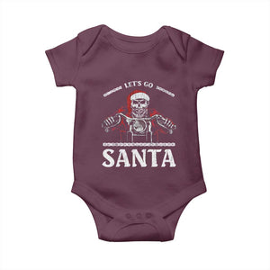 Funny Christmas Motorcycle Santa Baby Onesie Let's Go Santa Skull Motorbike Rider TS10 Maroon Print Your Wear