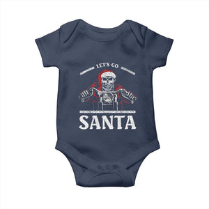 Funny Christmas Motorcycle Santa Baby Onesie Let's Go Santa Skull Motorbike Rider TS10 Navy Print Your Wear