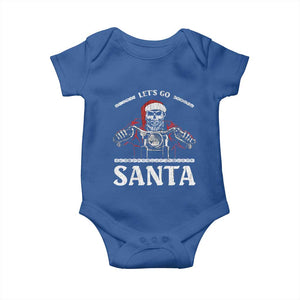 Funny Christmas Motorcycle Santa Baby Onesie Let's Go Santa Skull Motorbike Rider TS10 Royal Blue Print Your Wear