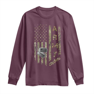 Personalized Vintage U.S. Army Mom Long Sleeve Shirt Custom Name Tag Proud Military Family Member Soldier Graduation TS10 Maroon Print Your Wear