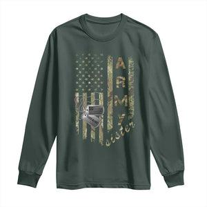 Personalized Vintage U.S. Army Sister Long Sleeve Shirt Custom Name Tag Proud Military Family Member Soldier Graduation TS10 Dark Forest Green Print Your Wear