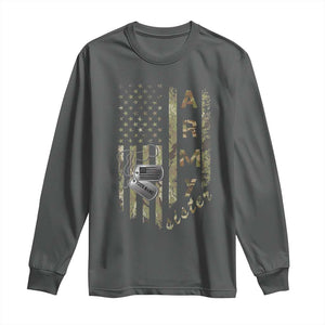 Personalized Vintage U.S. Army Sister Long Sleeve Shirt Custom Name Tag Proud Military Family Member Soldier Graduation TS10 Dark Heather Print Your Wear