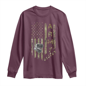 Personalized Vintage U.S. Army Sister Long Sleeve Shirt Custom Name Tag Proud Military Family Member Soldier Graduation TS10 Maroon Print Your Wear