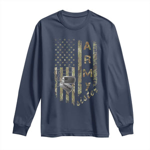 Personalized Vintage U.S. Army Sister Long Sleeve Shirt Custom Name Tag Proud Military Family Member Soldier Graduation TS10 Navy Print Your Wear