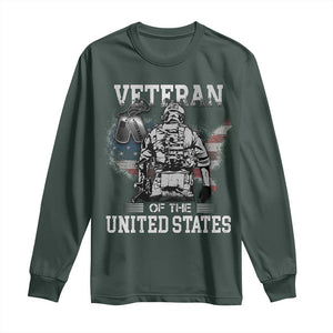 Personalized Veteran Flag Long Sleeve Shirt Custom Name Tag U.S. Army TS10 Dark Forest Green Print Your Wear