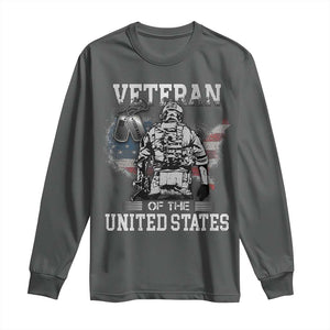 Personalized Veteran Flag Long Sleeve Shirt Custom Name Tag U.S. Army TS10 Dark Heather Print Your Wear