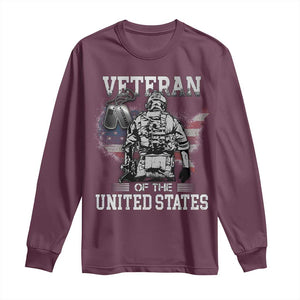 Personalized Veteran Flag Long Sleeve Shirt Custom Name Tag U.S. Army TS10 Maroon Print Your Wear