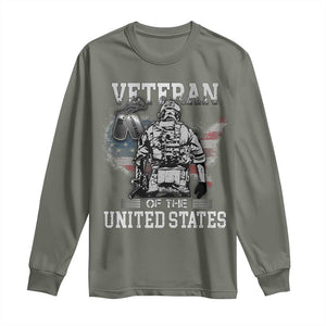 Personalized Veteran Flag Long Sleeve Shirt Custom Name Tag U.S. Army TS10 Military Green Print Your Wear