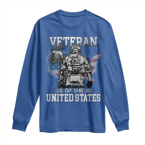 Personalized Veteran Flag Long Sleeve Shirt Custom Name Tag U.S. Army TS10 Royal Blue Print Your Wear
