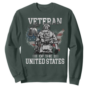 Personalized Veteran Flag Sweatshirt Custom Name Tag U.S. Army TS10 Dark Forest Green Print Your Wear
