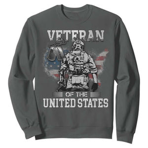 Personalized Veteran Flag Sweatshirt Custom Name Tag U.S. Army TS10 Dark Heather Print Your Wear