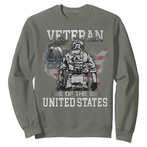 Personalized Veteran Flag Sweatshirt Custom Name Tag U.S. Army TS10 Military Green Print Your Wear