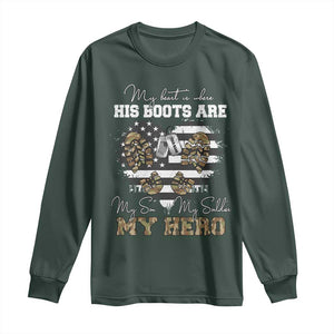 Personalized Army Mom Long Sleeve Shirt Custom Name Proud Military Family US Flag TS10 Dark Forest Green Print Your Wear