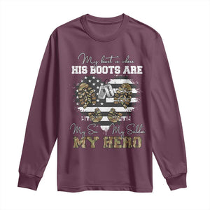 Personalized Army Mom Long Sleeve Shirt Custom Name Proud Military Family US Flag TS10 Maroon Print Your Wear