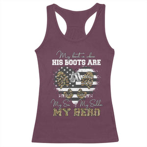 Personalized Army Mom Racerback Tank Top Custom Name Proud Military Family US Flag TS10 Maroon Print Your Wear