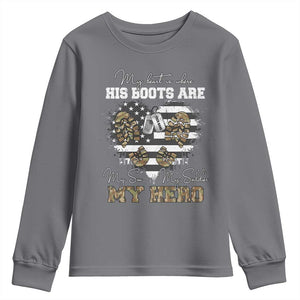 Personalized Army Mom Youth Sweatshirt Custom Name Proud Military Family US Flag TS10 Charcoal Print Your Wear