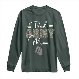 Personalized Army Family Long Sleeve Shirt Custom Name Tag Proud Army Mom Military Camo TS10 Dark Forest Green Print Your Wear