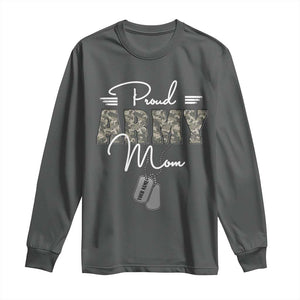 Personalized Army Family Long Sleeve Shirt Custom Name Tag Proud Army Mom Military Camo TS10 Dark Heather Print Your Wear
