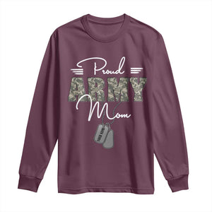 Personalized Army Family Long Sleeve Shirt Custom Name Tag Proud Army Mom Military Camo TS10 Maroon Print Your Wear