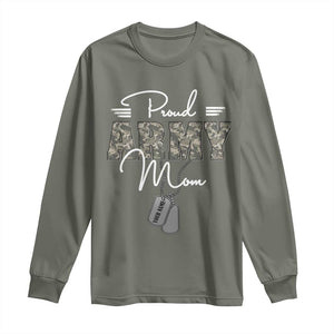 Personalized Army Family Long Sleeve Shirt Custom Name Tag Proud Army Mom Military Camo TS10 Military Green Print Your Wear