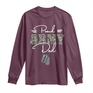 Personalized Army Family Long Sleeve Shirt Custom Name Tag Proud Army Dad Military Camo TS10 Maroon Print Your Wear