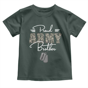 Personalized Army Family Baby Shirt Custom Name Tag Proud Army Brother Military Camo TS10 Dark Forest Green Print Your Wear