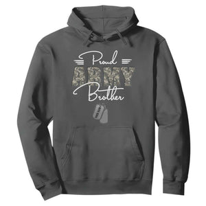 Personalized Army Family Hoodie Custom Name Tag Proud Army Brother Military Camo TS10 Dark Heather Print Your Wear