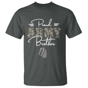 Personalized Army Family T Shirt Custom Name Tag Proud Army Brother Military Camo TS10 Dark Heather Print Your Wear