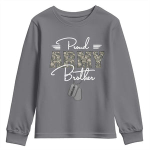 Personalized Army Family Youth Sweatshirt Custom Name Tag Proud Army Brother Military Camo TS10 Charcoal Print Your Wear