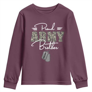 Personalized Army Family Youth Sweatshirt Custom Name Tag Proud Army Brother Military Camo TS10 Maroon Print Your Wear