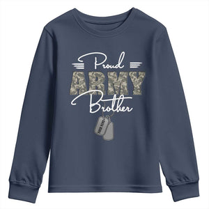 Personalized Army Family Youth Sweatshirt Custom Name Tag Proud Army Brother Military Camo TS10 Navy Print Your Wear