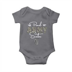 Personalized Army Family Baby Onesie Custom Name Tag Proud Army Sister Military Camo TS10 Charcoal Print Your Wear